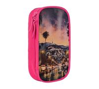 JKLQWC The Old Hollywood - Grande trousse à crayons avec imprimé Hollywood - Boîte de rangement portable pour bureau, école, adolescent, fille, garçon, adulte, noir, rose, Taille unique, Cartable