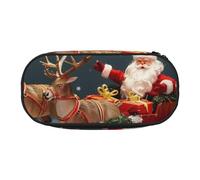 JKLQWC Trousse à crayons à double fermeture éclair avec compartiment en maille et porte-stylos - Imprimé Merry Christmas Art Prints multifonction pour papeterie, trousse de maquillage pour l'école, le