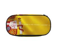 JKLQWC Trousse à crayons à double fermeture éclair avec compartiment en maille et porte-stylos - Imprimé drapeau espagnol - Porte-papeterie multifonction - Trousse de maquillage pratique pour l'école