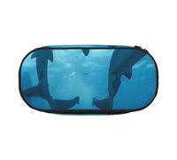 JKLQWC Trousse à crayons à double fermeture éclair avec compartiment en maille et porte-stylos - Trousse multifonction pour papeterie, voyage pour l'école, le bureau, cadeaux, Requin marteau., Taille