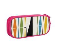 JKLQWC Trousse à crayons avec fermeture éclair et motif chat moderne du milieu du siècle - Pour bureau, école, adolescent, fille, garçon, adulte, noir, rose, One Size, Cartable