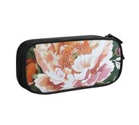 JKLQWC Trousse à crayons avec fermeture éclair - Motif pivoine - Pour bureau, école, adolescent, fille, garçon, adulte, noir, Noir , Taille unique, Cartable