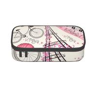 JKLQWC Trousse à crayons avec imprimé balle de golf - Grande capacité - Compartiment à fermeture éclair - Organiseur pour bureau, école, voyage, Romantic Paris Tour Eiffel Bycicle, One Size, Cartable
