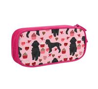 JKLQWC Trousse à crayons avec imprimé caniches roses - Jolie trousse à crayons avec fermeture éclair - Pour bureau, école, adolescent, fille, garçon, adulte, noir, rose, One Size, Cartable