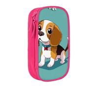 JKLQWC Trousse à crayons avec imprimé chien beagle de dessin animé - Grande trousse de rangement portable pour bureau, école, adolescent, fille, garçon, adulte, noir, rose, Taille unique, Cartable