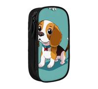 JKLQWC Trousse à crayons avec imprimé chien beagle de dessin animé - Grande trousse de rangement portable pour bureau, école, adolescent, fille, garçon, adulte, noir, Noir , Taille unique, Cartable
