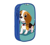 JKLQWC Trousse à crayons avec imprimé chien beagle de dessin animé - Grande trousse de rangement portable pour bureau, école, adolescent, fille, garçon, adulte, noir, bleu, Taille unique, Cartable