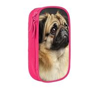 JKLQWC Trousse à crayons avec imprimé chien carlin mignon - Grande trousse de rangement portable pour bureau, école, adolescent, fille, garçon, adulte, noir, rose, Taille unique, Cartable