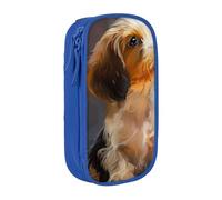 JKLQWC Trousse à crayons avec imprimé chien mignon - Grande trousse de rangement portable pour bureau, école, adolescent, fille, garçon, adulte, noir, bleu, Taille unique, Cartable
