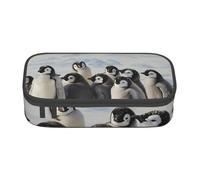 JKLQWC Trousse à crayons avec imprimé de jeunes pingouins avec neige - Grande capacité - Compartiment à fermeture éclair - Organiseur pour bureau, école, voyage, Noir , Taille unique, Cartable