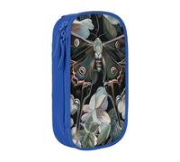 JKLQWC Trousse à crayons avec imprimé de papillon qui ressemble à un paon - Grande trousse de rangement portable pour bureau, école, adolescent, fille, garçon, adulte, noir, bleu, Taille unique