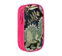 JKLQWC Trousse à crayons avec imprimé dinosaure mignon - Grande trousse de rangement portable pour bureau, école, adolescent, fille, garçon, adulte, noir, rose, Taille unique, Cartable