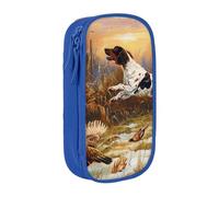 JKLQWC Trousse à crayons avec imprimé faisan accrocheur de chien - Grande trousse de rangement portable pour bureau, école, adolescent, fille, garçon, adulte, noir, bleu, Taille unique, Cartable