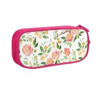 JKLQWC Trousse à crayons avec imprimé fleur et oiseau - Jolie boîte à crayons avec fermeture éclair - Pour bureau, école, adolescent, fille, garçon, adulte, noir, rose, One Size, Cartable