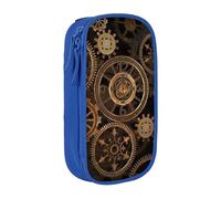 JKLQWC Trousse à crayons avec imprimé Gears Clock Bronze Century - Grande trousse de rangement portable pour bureau, école, adolescent, fille, garçon, adulte, noir, bleu, One Size, Cartable