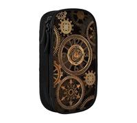 JKLQWC Trousse à crayons avec imprimé Gears Clock Bronze Century - Grande trousse de rangement portable pour bureau, école, adolescent, fille, garçon, adulte, noir, Noir , One Size, Cartable