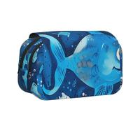 JKLQWC Trousse à crayons avec imprimé guitare électrique pour enfants, hommes et femmes, deux couches de grande capacité, trousse de maquillage pour bureau, école, voyage, Joli poisson bleu, Taille