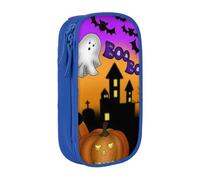 JKLQWC Trousse à crayons avec imprimé Halloween chouette, fantôme, citrouille, jolie pochette à stylos, grande trousse de rangement portable pour bureau, école, adolescent, fille, garçon, adulte, noir