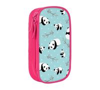 JKLQWC Trousse à crayons avec imprimé panda de dessin animé - Grande trousse de rangement portable pour bureau, école, adolescent, fille, garçon, adulte, noir, rose, One Size, Cartable