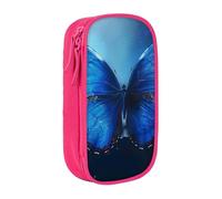 JKLQWC Trousse à crayons avec imprimé papillon bleu - Grande trousse de rangement portable pour bureau, école, adolescent, fille, garçon, adulte, noir, rose, Taille unique, Cartable