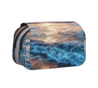 JKLQWC Trousse à crayons avec imprimé papillon noir pour enfants, hommes et femmes, deux couches de grande capacité, trousse de maquillage, organisateur pour bureau, école, voyage, Motif Sunrise