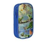 JKLQWC Trousse à crayons avec imprimé papillons d'été de nombreuses grenouilles chantant sur les branches - Grande trousse de rangement portable pour bureau, école, adolescent, fille, garçon, adulte,