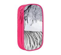 JKLQWC Trousse à crayons avec imprimé tigre blanc - Grande trousse de rangement portable pour bureau, école, adolescent, fille, garçon, adulte, noir, rose, One Size, Cartable