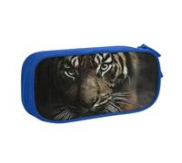 JKLQWC Trousse à crayons avec imprimé tigre sauvage - Jolie boîte à crayons avec fermeture éclair - Pour bureau, école, adolescent, fille, garçon, adulte, noir, bleu, One Size, Cartable