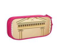 JKLQWC Trousse à crayons avec motif de bâtiment antique avec branche d'olivier romaine et imprimé grec, jolie trousse à crayons avec fermeture éclair pour bureau, école, adolescent, fille, garçon