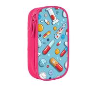 JKLQWC Trousse à crayons avec motif de médecine de dessin animé - Grande trousse de rangement portable pour bureau, école, adolescent, fille, garçon, adulte, noir, rose, Taille unique, Cartable