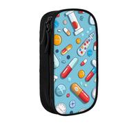 JKLQWC Trousse à crayons avec motif de médecine de dessin animé - Grande trousse de rangement portable pour bureau, école, adolescent, fille, garçon, adulte, noir, Noir , Taille unique, Cartable