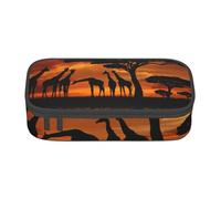 JKLQWC Trousse à crayons avec motif girafe d'Afrique - Motif arbre majestueux - Grande capacité - Compartiment à fermeture éclair - Organiseur pour bureau, école, voyage, Arbre Majestic Girafe Afrique