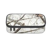 JKLQWC Trousse à crayons avec motif girafe d'Afrique - Motif arbre majestueux - Grande capacité - Compartiment à fermeture éclair - Organiseur pour bureau, école, voyage, Camouflage Arbres Blancs, One