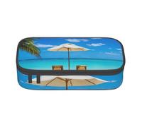 JKLQWC Trousse à crayons avec motif girafe d'Afrique - Motif arbre majestueux - Grande capacité - Compartiment à fermeture éclair - Organiseur pour bureau, école, voyage, Plage Blanche Tropical Mer