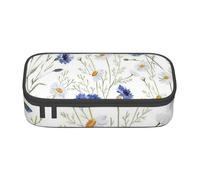 JKLQWC Trousse à crayons avec motif girafe d'Afrique - Motif arbre majestueux - Grande capacité - Compartiment à fermeture éclair - Organiseur pour bureau, école, voyage, Fleurs sauvages et bleuets