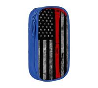 JKLQWC Trousse à crayons avec motif hache de pompier avec drapeau rouge - Grande trousse de rangement portable pour bureau, école, adolescent, fille, garçon, adulte, noir, bleu, One Size, Cartable