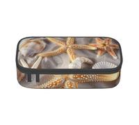 JKLQWC Trousse à crayons avec motif plage de sable et coquillages - Grande capacité - Compartiment à fermeture éclair - Organiseur pour bureau, école, voyage, Noir , Taille unique, Cartable