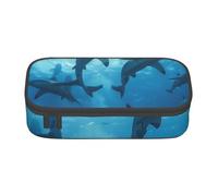 JKLQWC Trousse à crayons avec motif requins marteaux, jolie trousse à crayons, grande capacité, compartiment à fermeture éclair, organiseur pour bureau, école, voyage, Noir , Taille unique, Cartable