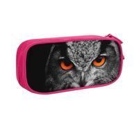 JKLQWC Trousse à crayons avec motif yeux de chouette - Jolie boîte à crayons avec fermeture éclair - Pour bureau, école, adolescent, fille, garçon, adulte, noir, rose, One Size, Cartable