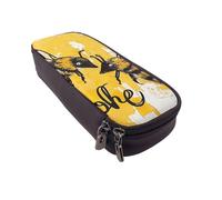 JKLQWC Trousse à crayons Bee Love pour filles et garçons en cuir synthétique avec fermeture éclair pour le bureau, l'école, Noir , Taille unique, Cartable