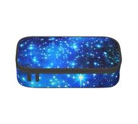 JKLQWC Trousse à crayons bleue brillante avec imprimé étoiles brillantes - Grande capacité - Compartiment à fermeture éclair - Organiseur pour bureau, école, voyage, Noir , Taille unique, Cartable