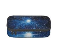 JKLQWC Trousse à crayons bleue brillante avec imprimé étoiles brillantes - Grande capacité - Compartiment à fermeture éclair - Organiseur pour bureau, école, voyage, Noir , Taille unique, Cartable