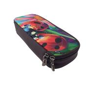 JKLQWC Trousse à crayons colorée avec imprimé coccinelle pour filles et garçons en cuir synthétique avec fermeture éclair pour bureau, école, Noir , Taille unique, Cartable