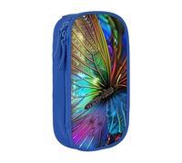 JKLQWC Trousse à crayons colorée avec imprimé papillon arc-en-ciel - Grande trousse de rangement portable pour bureau, école, adolescent, fille, garçon, adulte, noir, bleu, Taille unique, Cartable