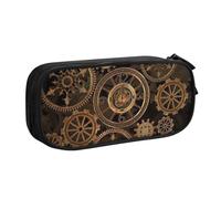 JKLQWC Trousse à crayons en bronze avec imprimé « Gears Clock » - Jolie boîte à crayons avec fermeture éclair - Pour bureau, école, adolescent, fille, garçon, adulte, noir, Noir , One Size, Cartable