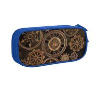 JKLQWC Trousse à crayons en bronze avec imprimé « Gears Clock » - Jolie boîte à crayons avec fermeture éclair - Pour bureau, école, adolescent, fille, garçon, adulte, noir, bleu, One Size, Cartable