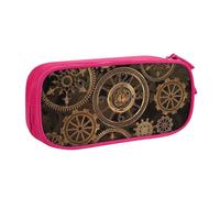JKLQWC Trousse à crayons en bronze avec imprimé « Gears Clock » - Jolie boîte à crayons avec fermeture éclair - Pour bureau, école, adolescent, fille, garçon, adulte, noir, rose, One Size, Cartable