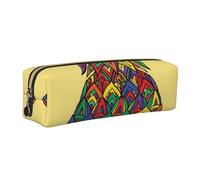JKLQWC Trousse à crayons en cuir imprimé ananas arc-en-ciel avec fermeture éclair dorée - Organiseur simple et léger pour l'école, le bureau, les voyages, le maquillage, doré, One Size, Cartable