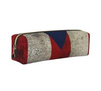 JKLQWC Trousse à crayons en cuir imprimé drapeau de Porto Rico avec fermeture éclair dorée - Organisateur simple et léger pour l'école, le bureau, les voyages, le maquillage, doré, One Size, Cartable