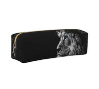 JKLQWC Trousse à crayons en cuir imprimé lion avec fermeture éclair dorée - Organiseur simple et léger pour l'école, le bureau, les voyages, le maquillage, doré, One Size, Cartable